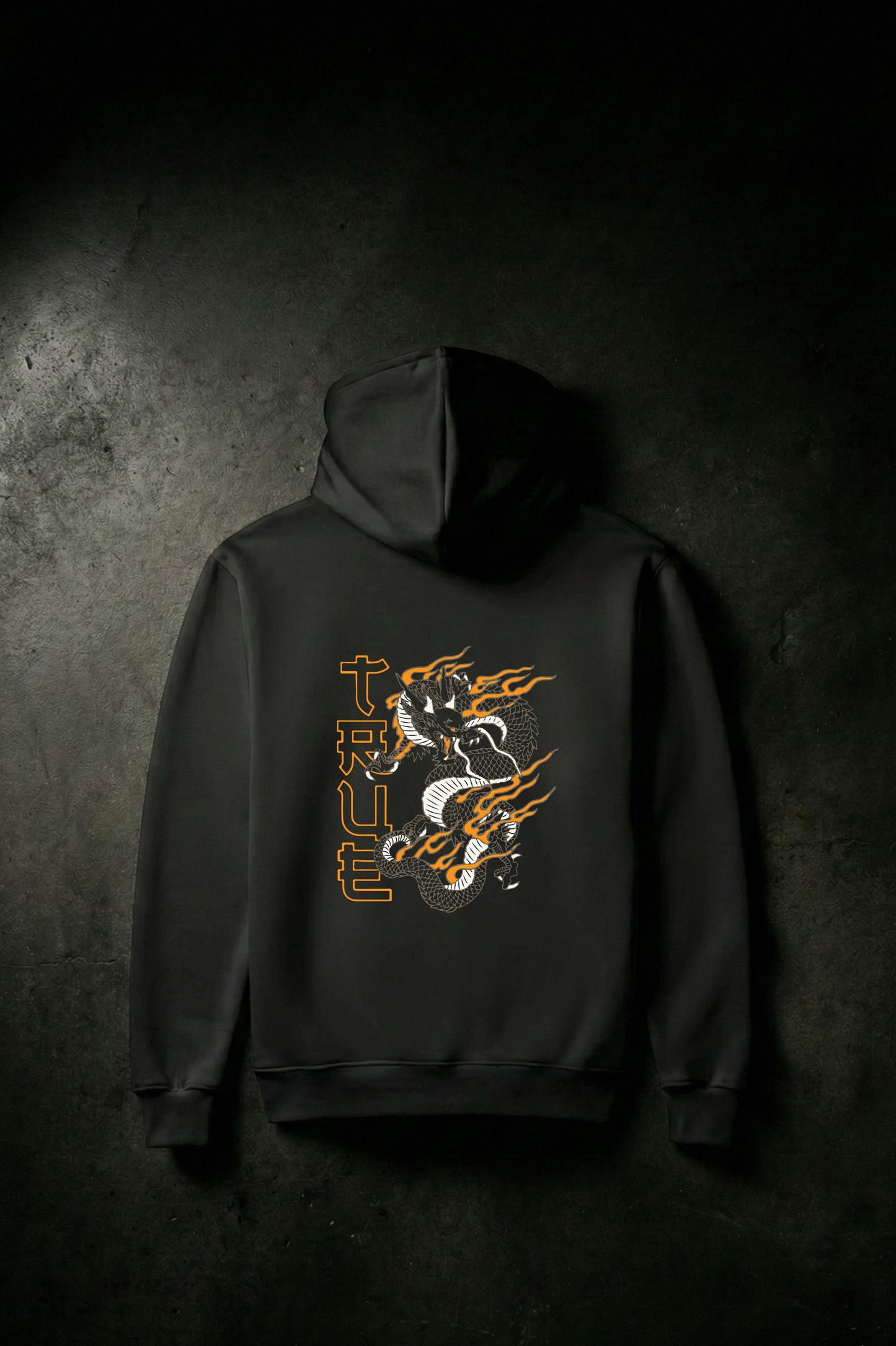 Black Orange Dragon Pullover Hoodie