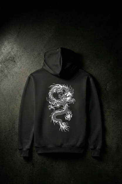 Black (white) Dragon Pullover Hoodie