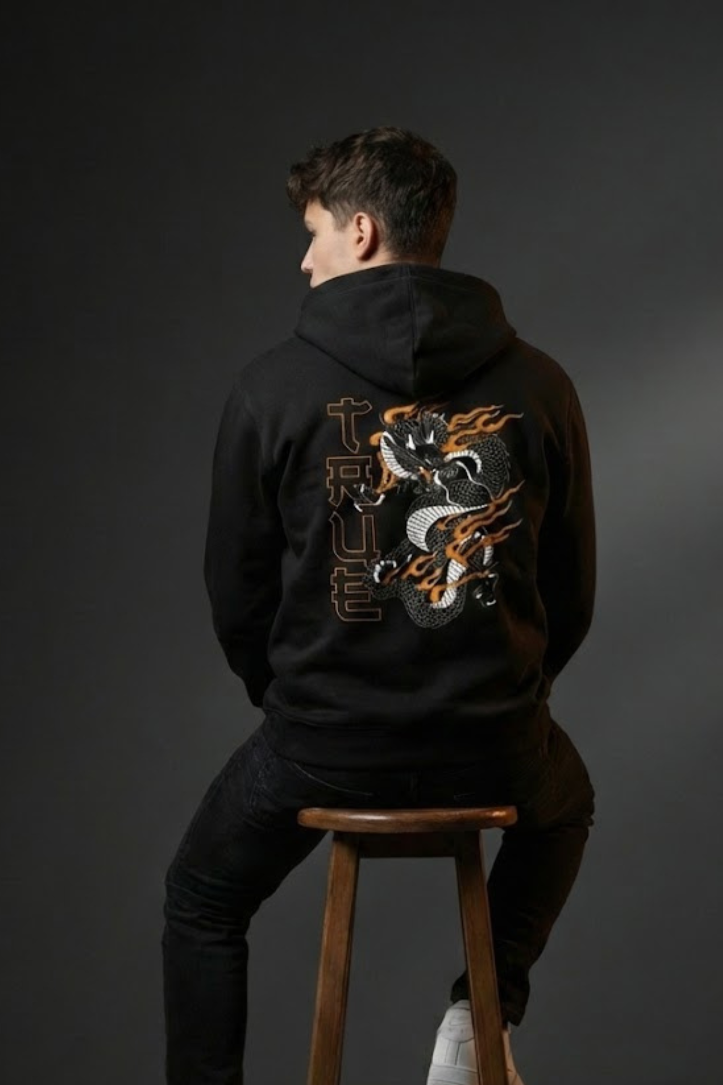 Black Orange Dragon Pullover Hoodie