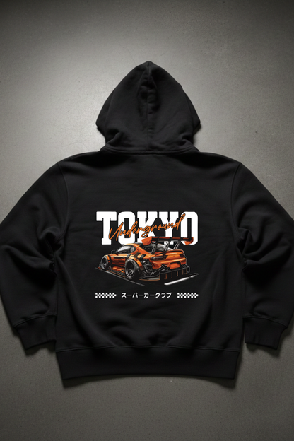 Black tokyo title pullover hoodie